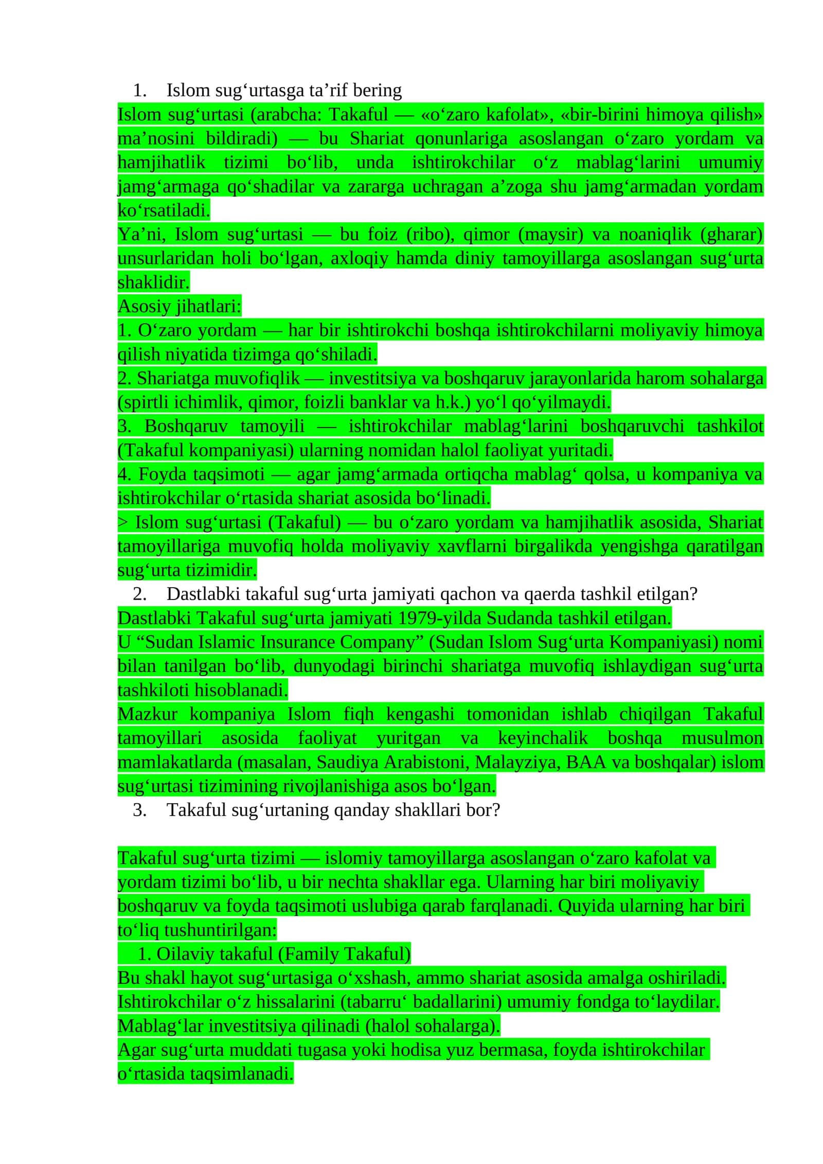 Islom sug‘urtasi (Takaful) 1