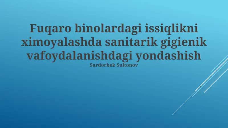 Issiqlik izolyatsion materiallarning sanitariya-gigiena talablari 1