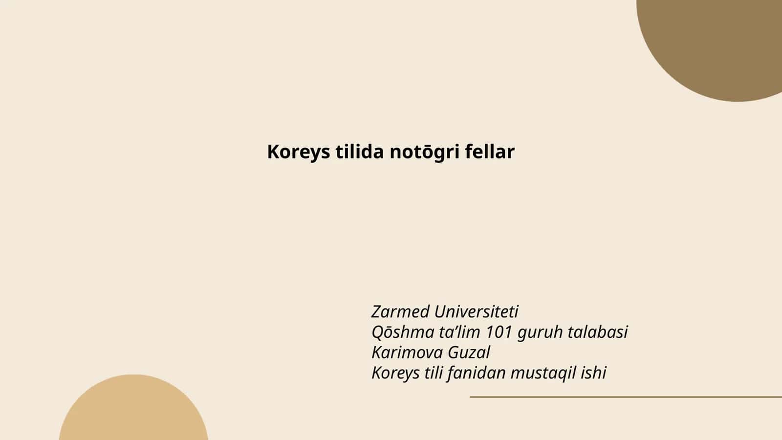 Koreys tilida notōgri fellar 1