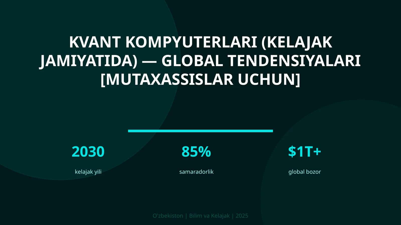 KVANT KOMPYUTERLARI (KELAJAK JAMIYATIDA) — GLOBAL TENDENSIYALARI [MUTAXASSISLAR UCHUN] 1