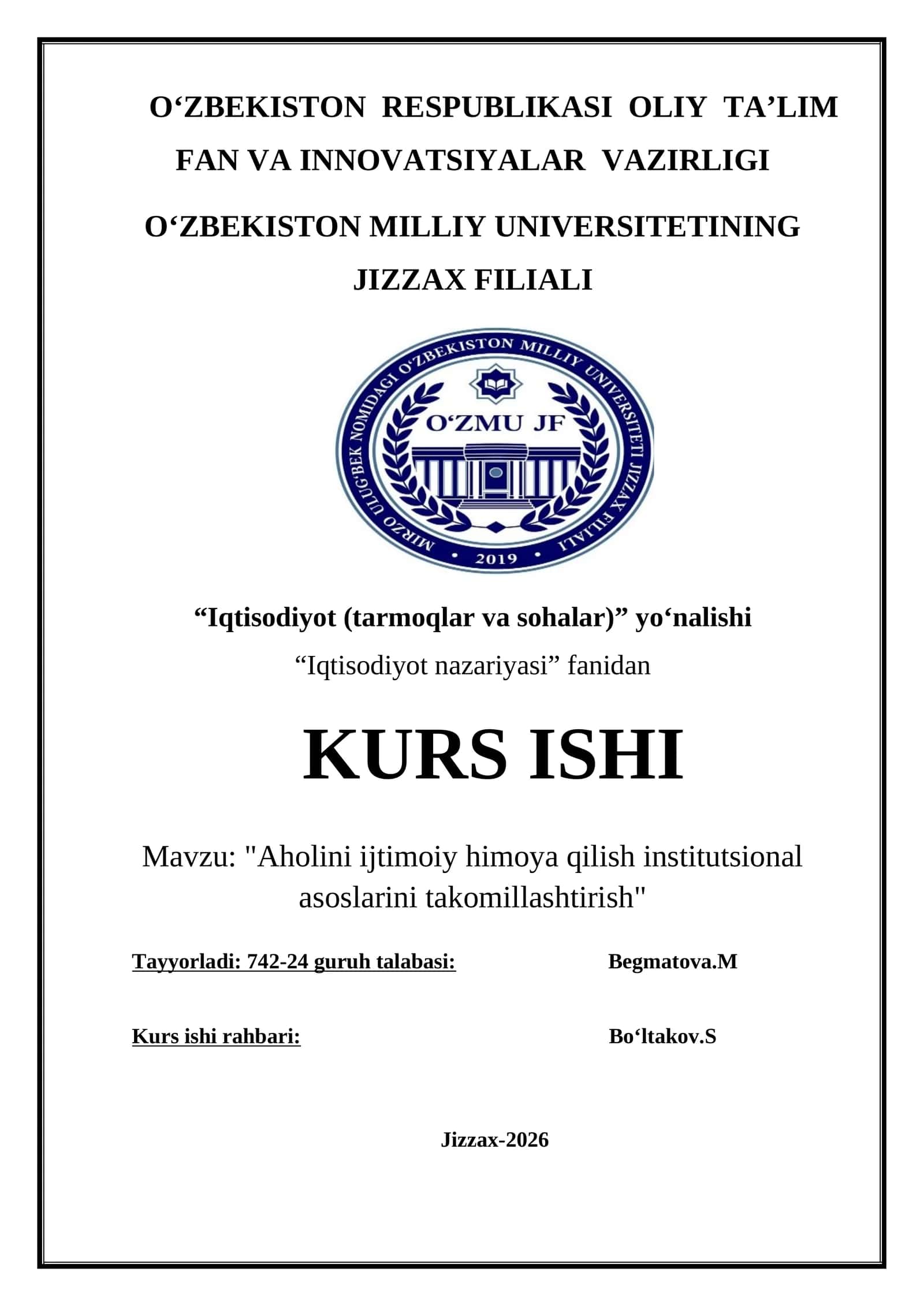 Aholini ijtimoiy himoya qilish institutsional asoslarini takomillashtirish 1