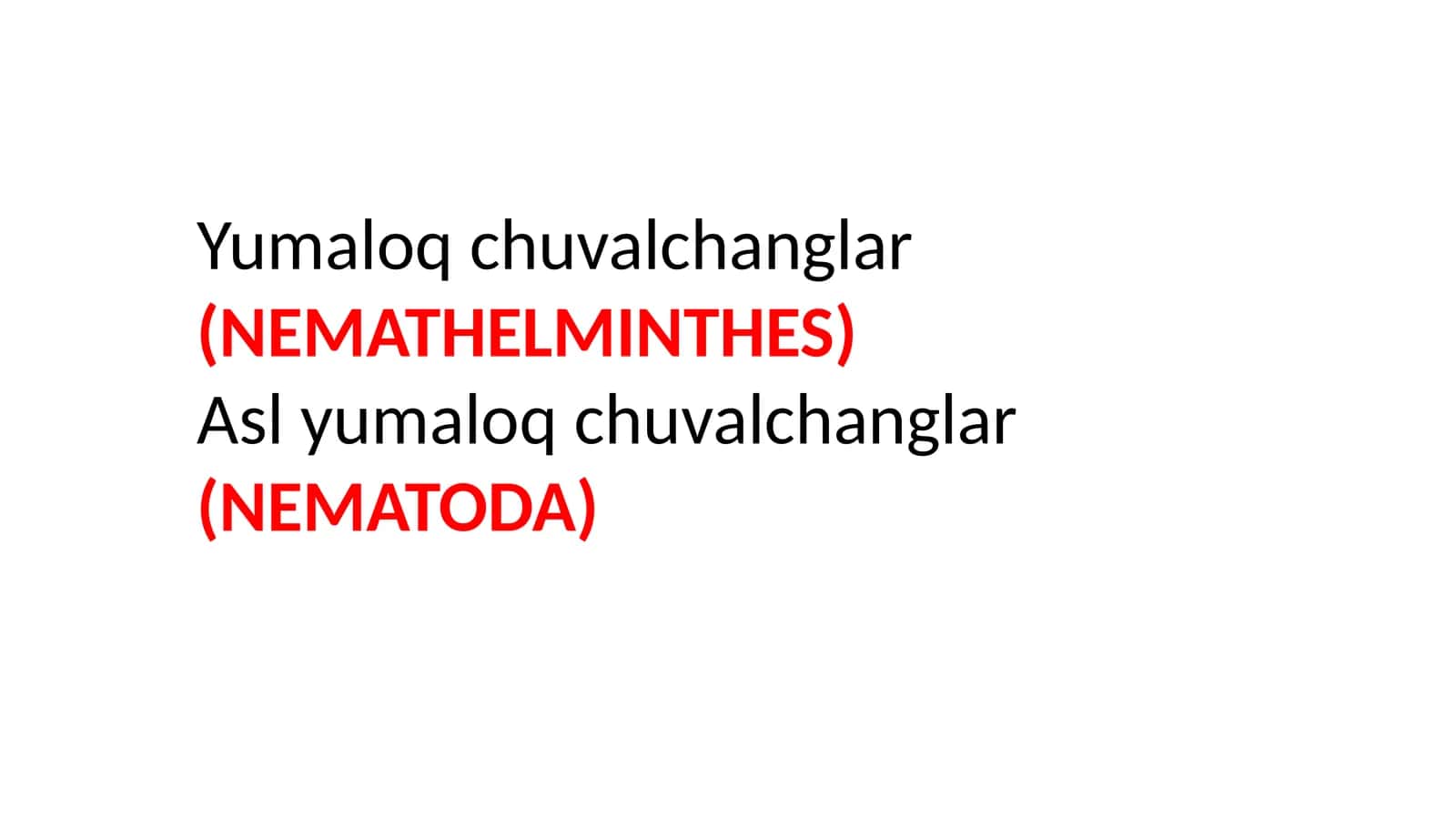 Yumaloq chuvalchanglar (NEMATHELMINTHES) 1