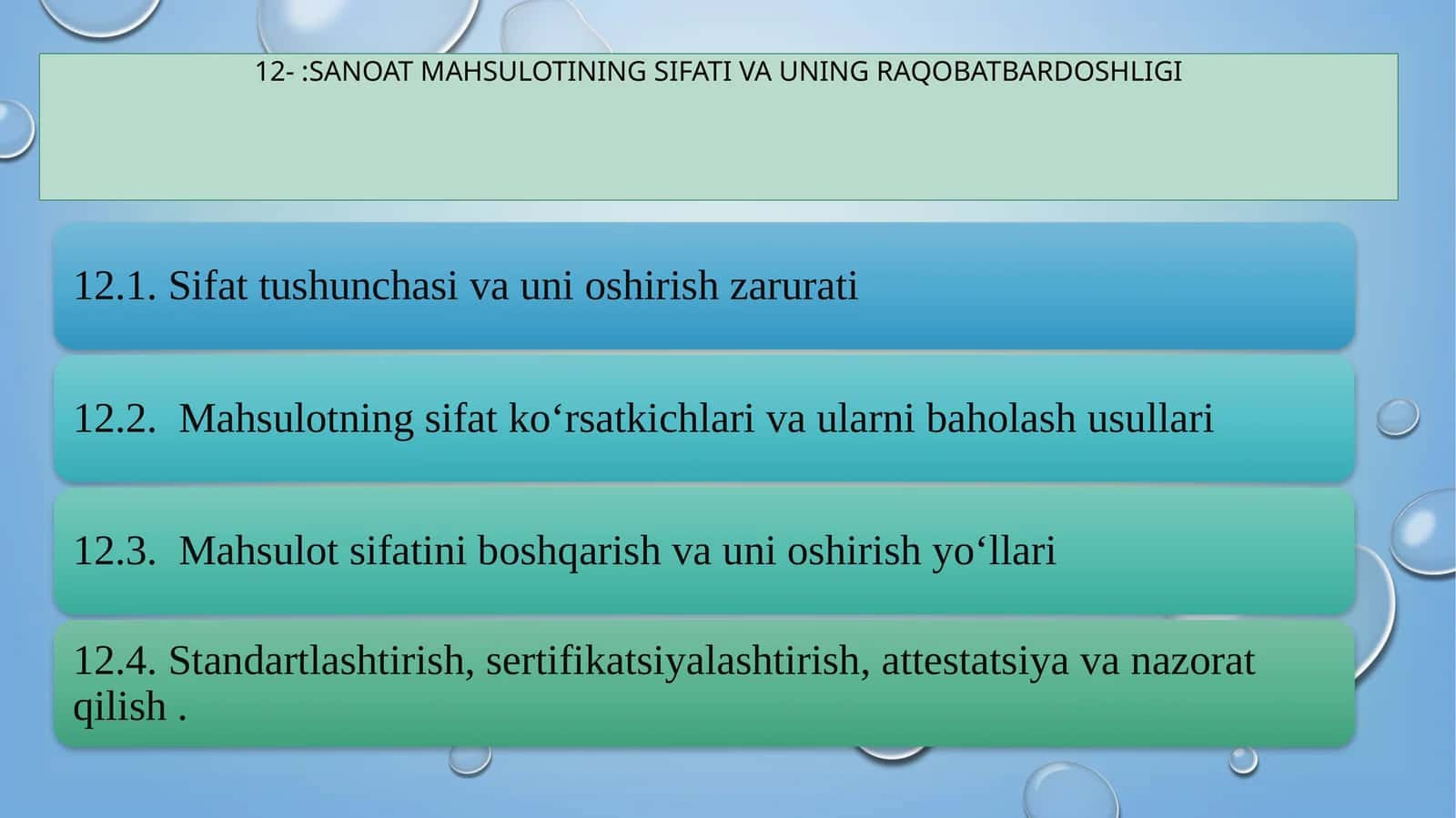SANOAT MAHSULOTINING SIFATI VA UNING RAQOBATBARDOSHLIGI 1