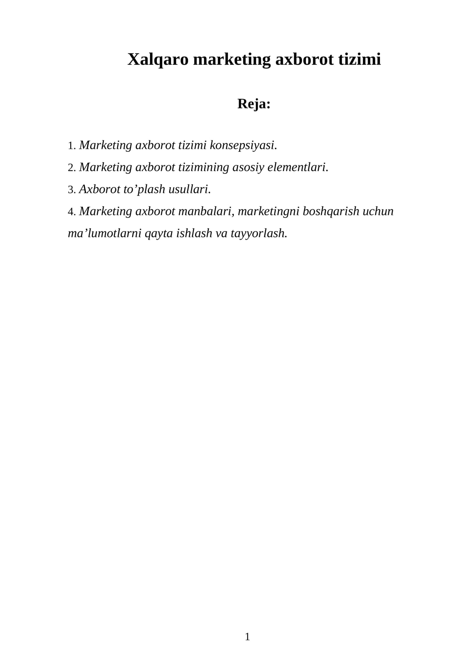 Xalqaro marketing axborot tizimi 1
