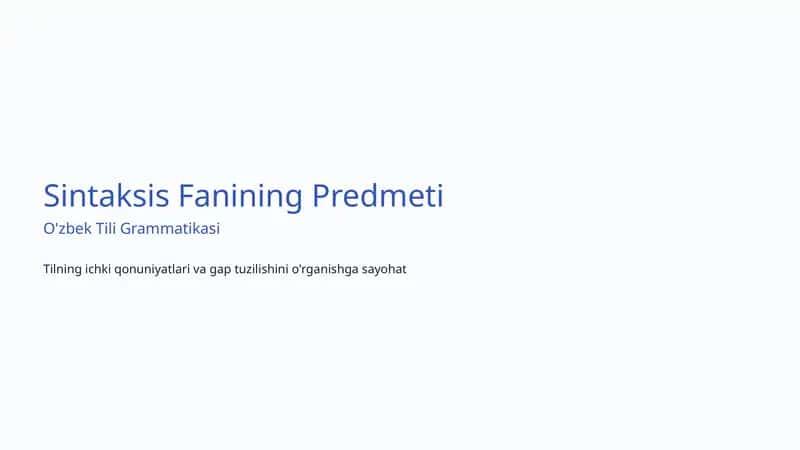 Sintaksis Fanining Predmeti 1