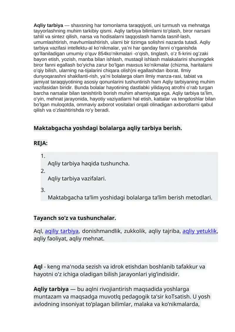 Aqliy Tarbiya 1