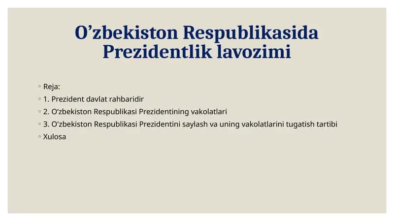 O’zbekiston Respublikasida Prezidentlik lavozimi 1