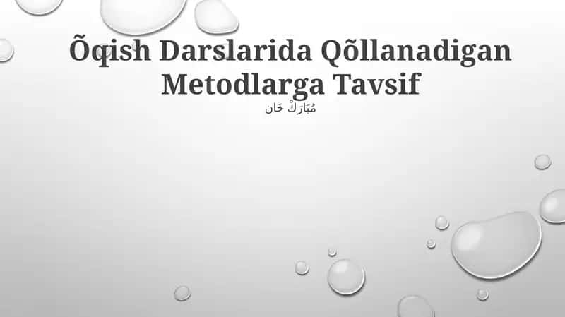 Õqish Darslarida Qõllanadigan Metodlarga Tavsif 1