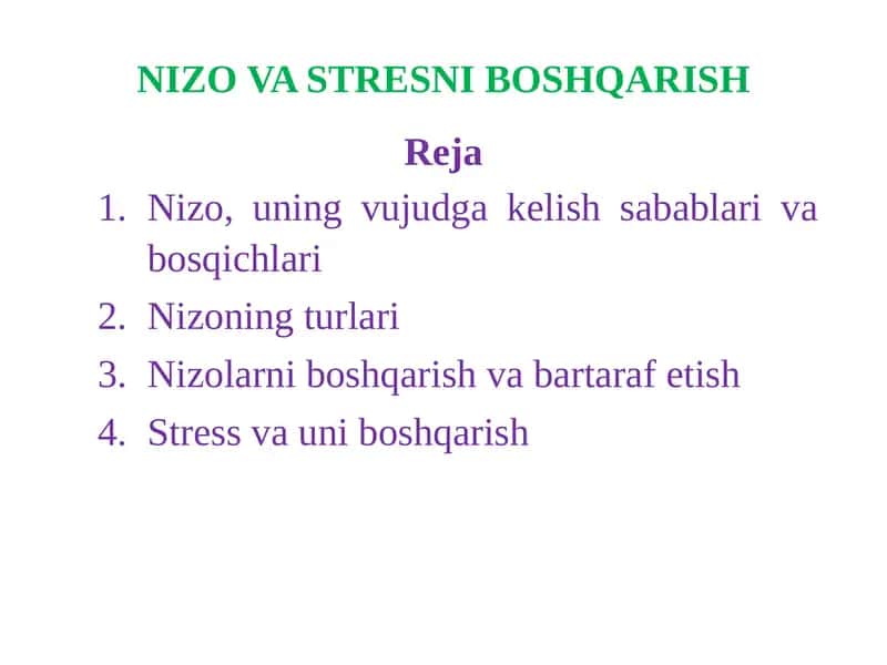 NIZO VA STRESNI BOSHQARISH 1