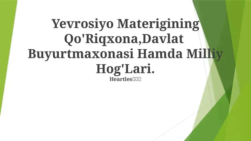 Yevrosiyo Materigining Qo'Riqxona,Davlat Buyurtmaxonasi Hamda Milliy Hog'Lari 1