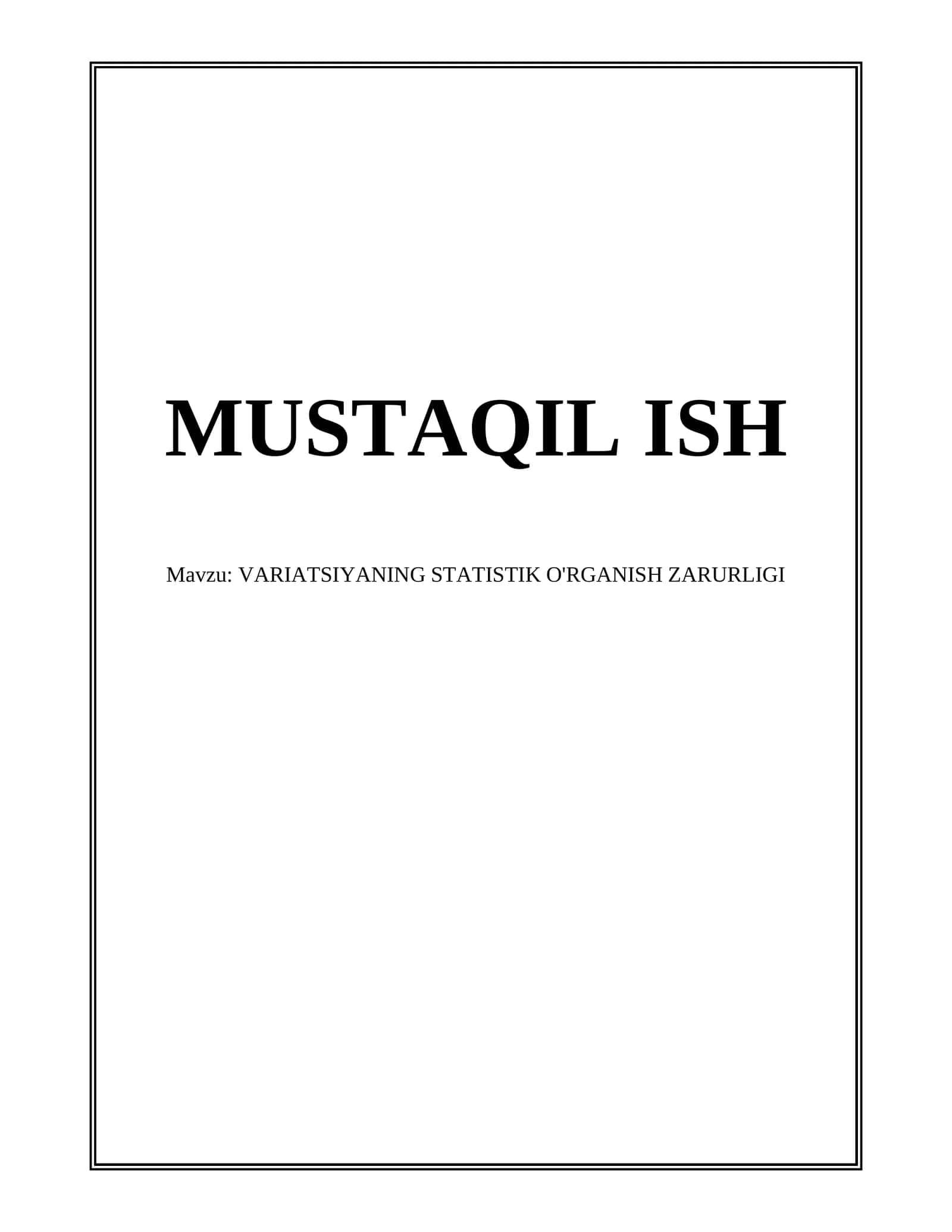 VARIATSIYANING STATISTIK O'RGANISH ZARURLIGI 1