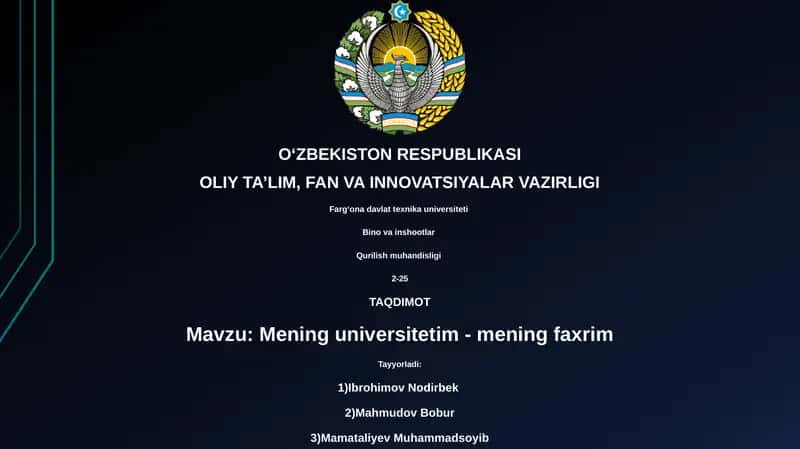 Mening universitetim - mening faxrim 1