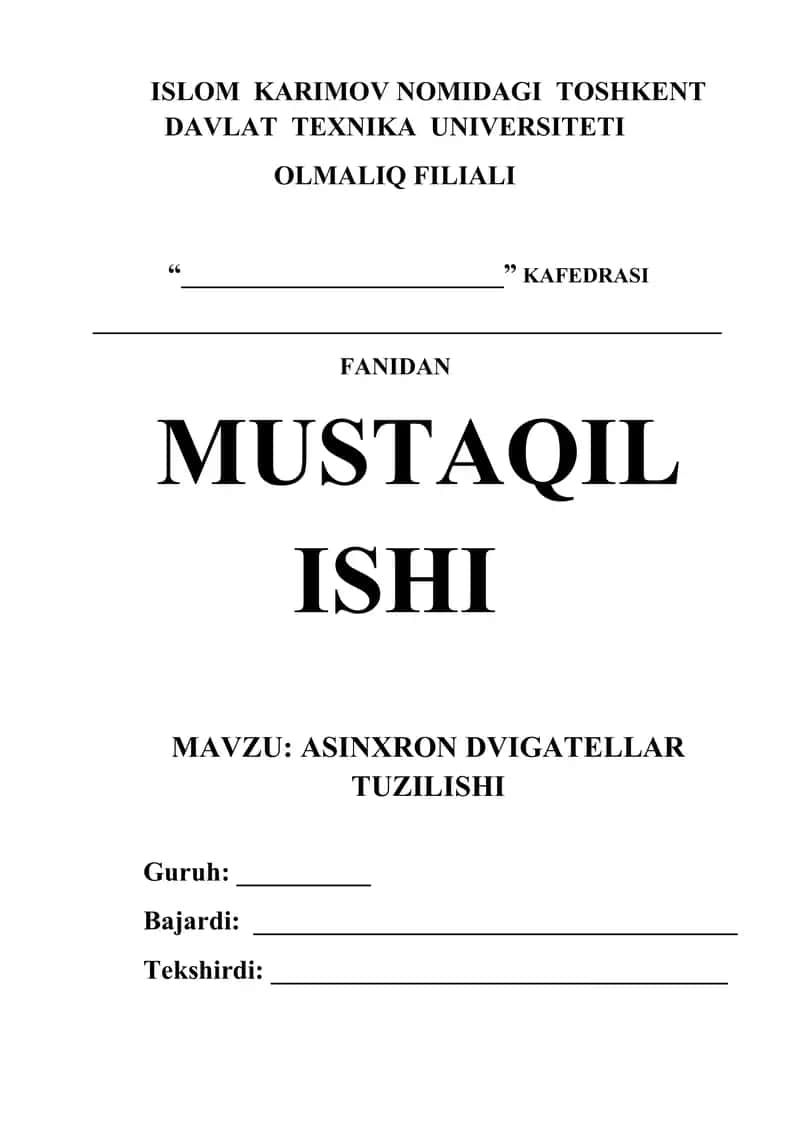Asinxron dvigatellar tuzilishi va ishlash prinsiplari 1