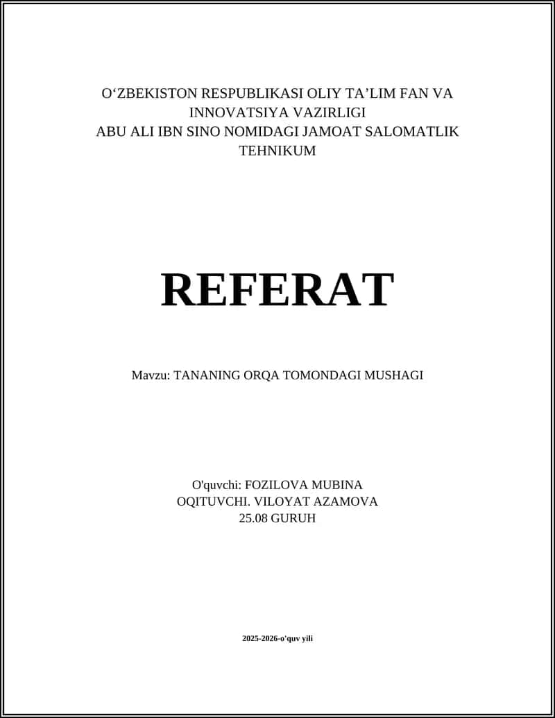 TANANING ORQA TOMONDAGI MUSHAGI 1