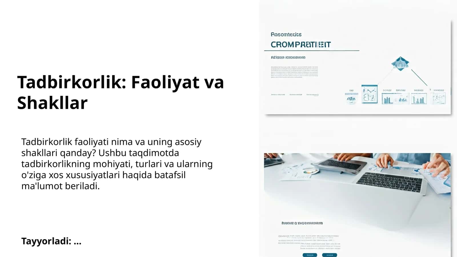 Tadbirkorlik: Faoliyat va Shakllar 1