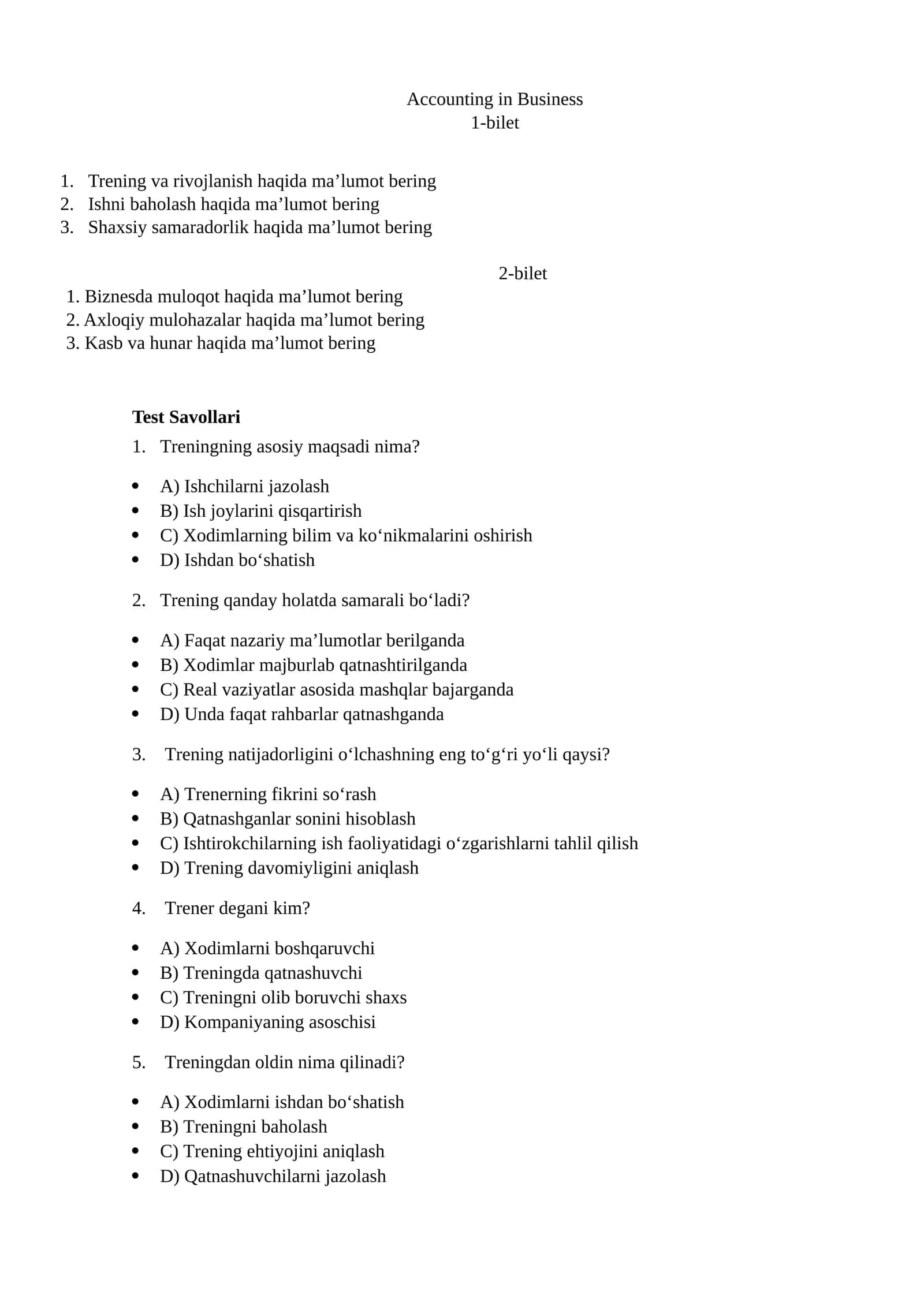Accounting in Business 1