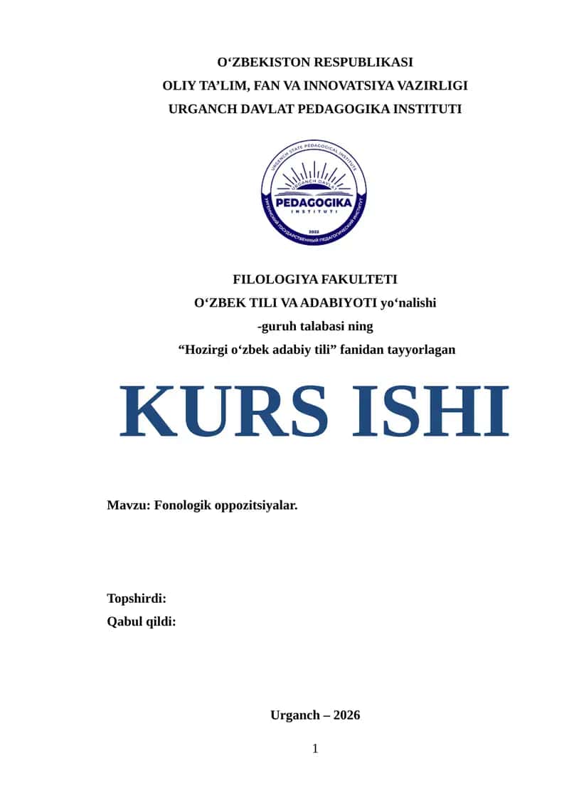Fonologik oppozitsiyalar 1