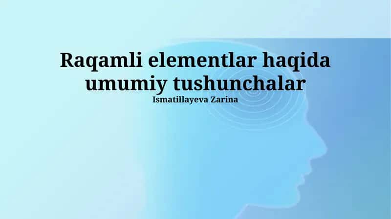 Raqamli elementlar haqida umumiy tushunchalar 1