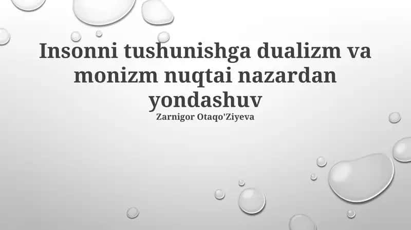 Monizm: Uyquning Neyrologik Asoslari 1