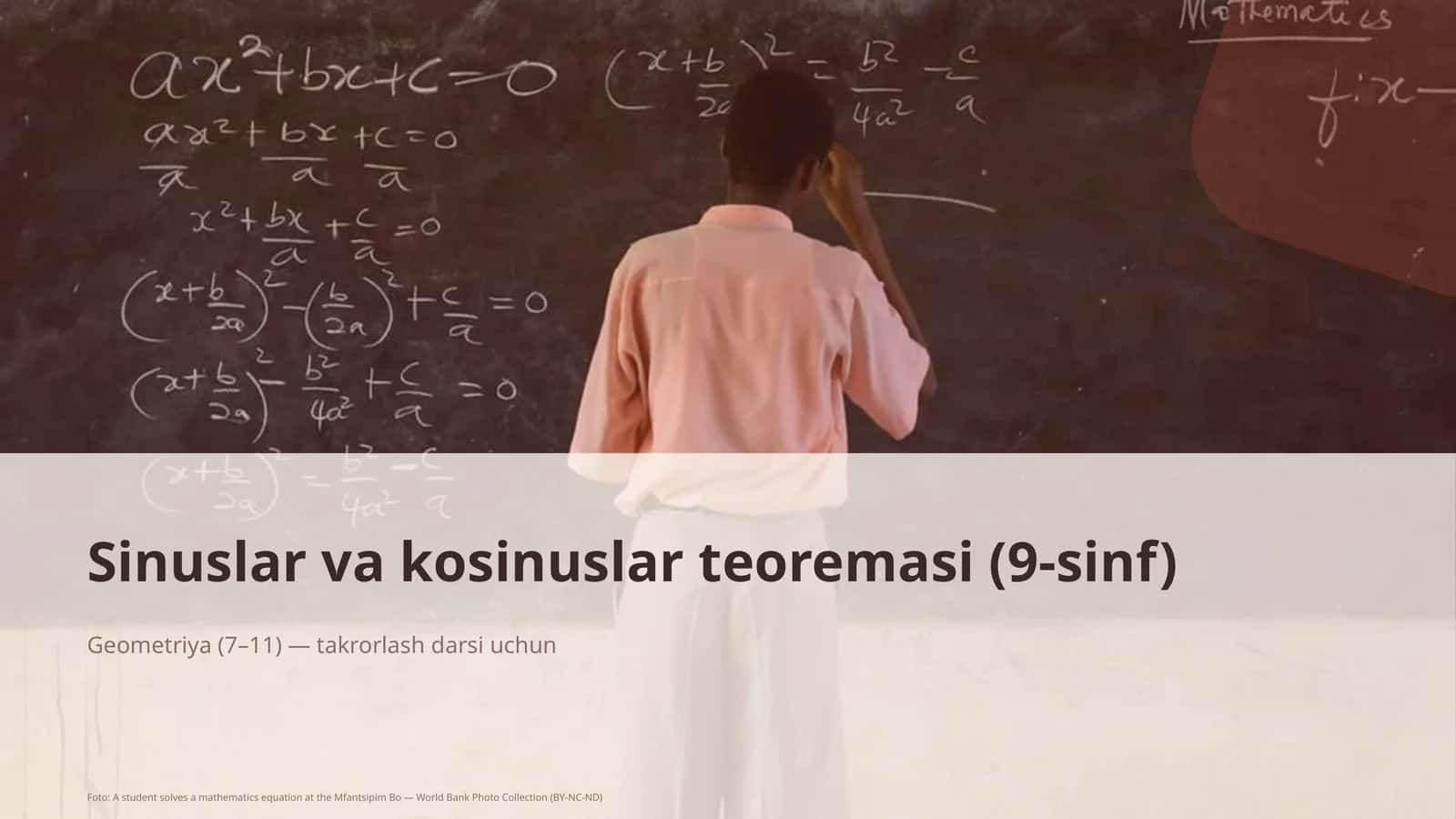Sinuslar va kosinuslar teoremasi (9-sinf) 1