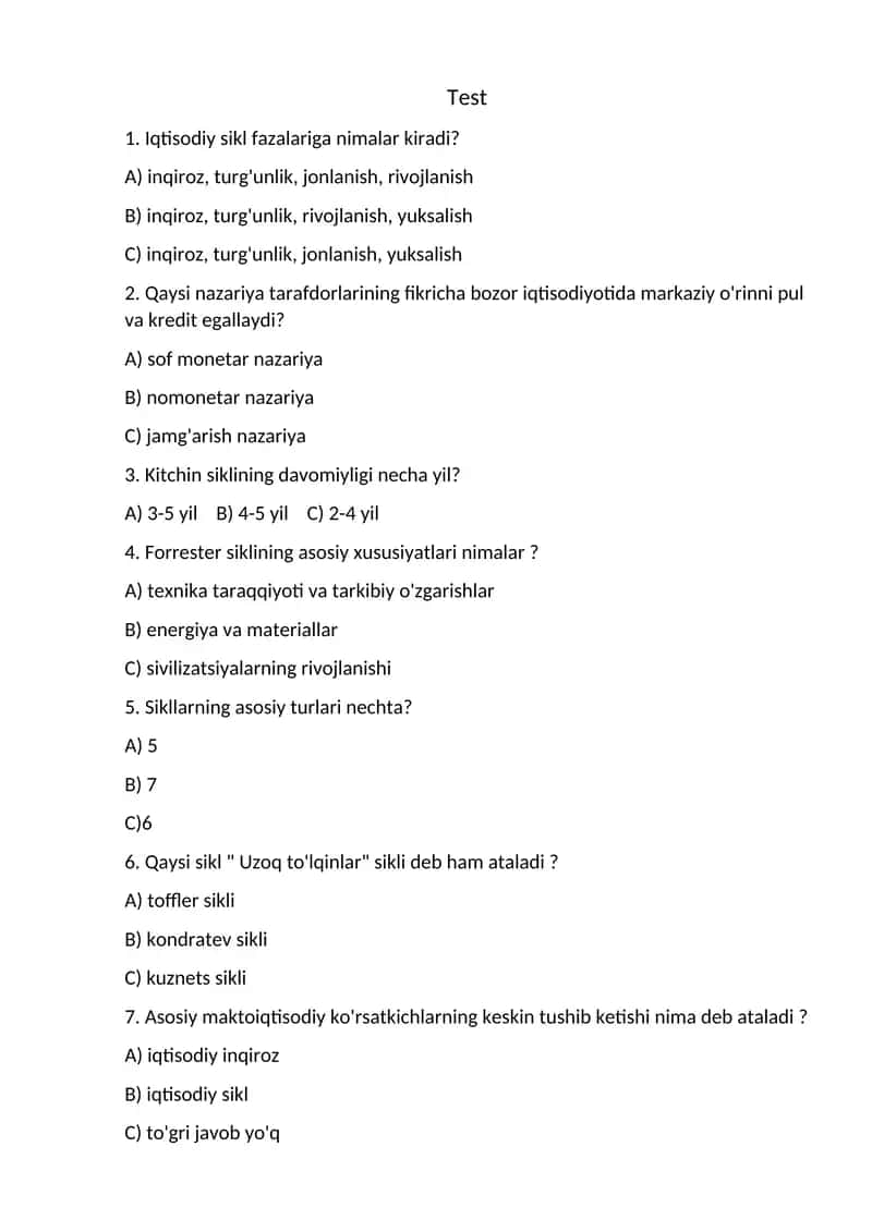 Iqtisodiy Sikl Fazalari 1