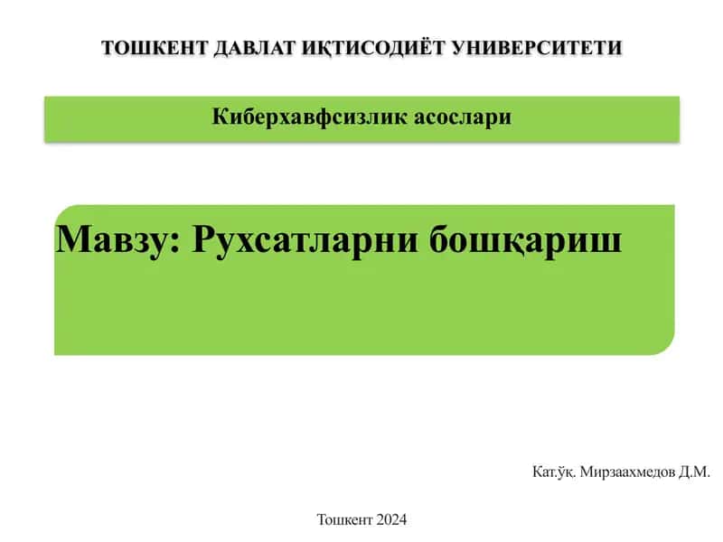 Ruxsatlarni boshqarish 1