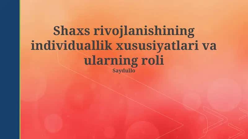 Shaxsiyat rivojlanishi 1