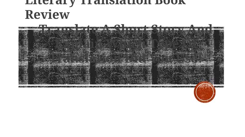 Literary Translation Book Review 1