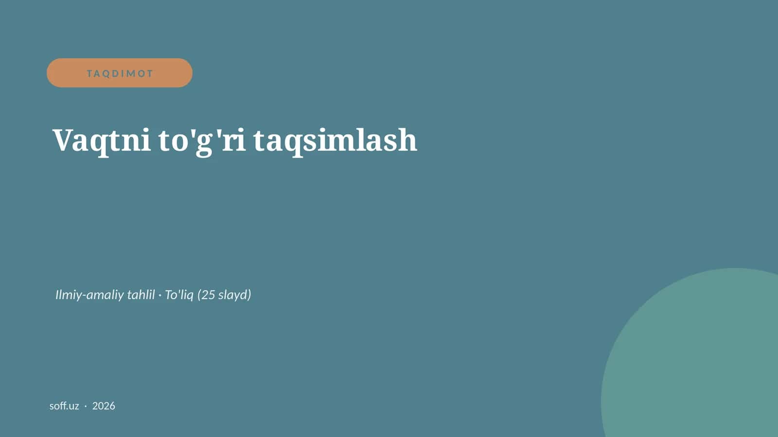 Vaqtni to'g'ri taqsimlash 1