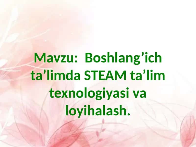 Boshlang’ich ta’limda STEAM ta’lim texnologiyasi 1