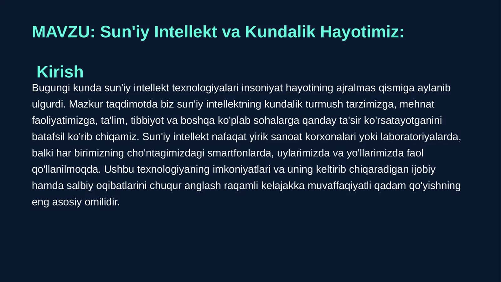 Sun'iy Intellekt va Kundalik Hayotimiz 1