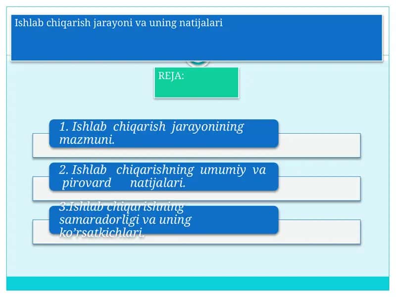 Ishlab chiqarish jarayoni va uning natijalari 1