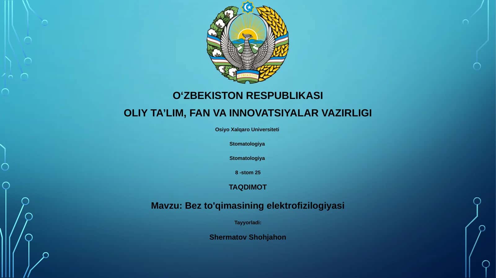 Bez to'qimasining elektrofiziologiyasi 1