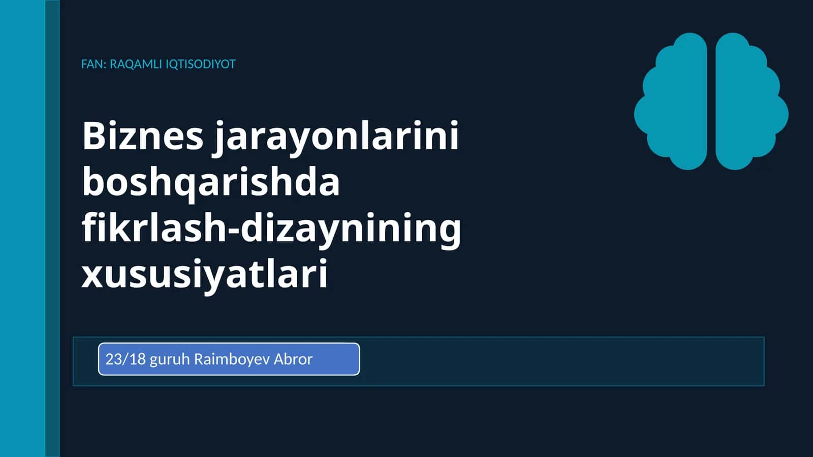 FAN: RAQAMLI IQTISODIYOT 1