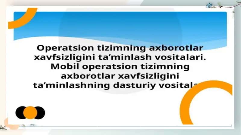 Operatsion tizim va axborot xavfsizligi 1