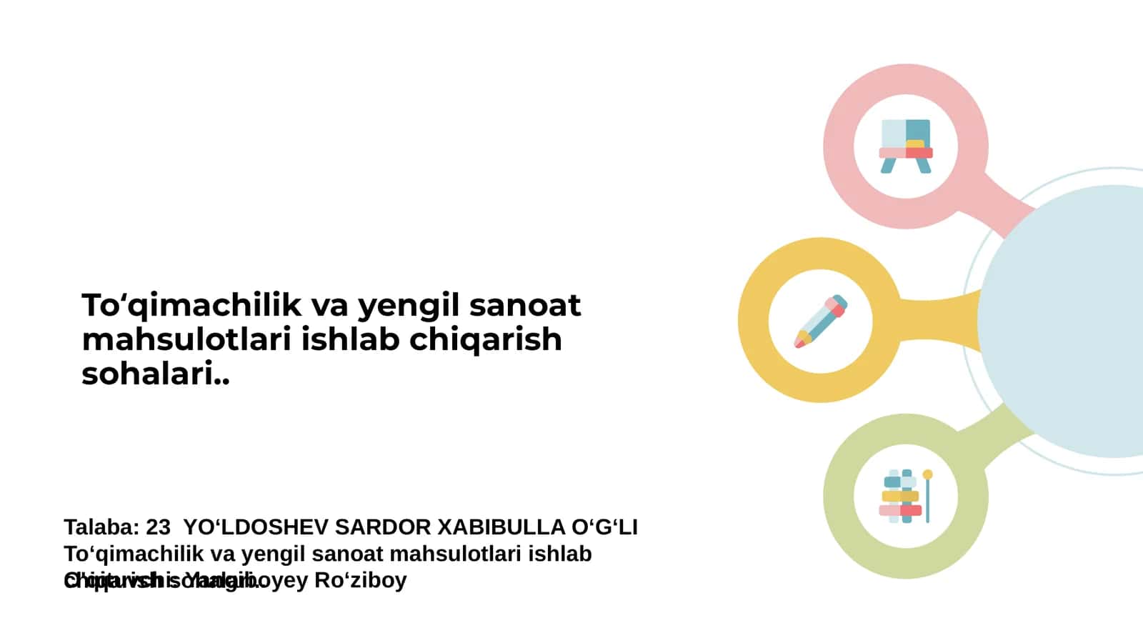 To‘qimachilik va yengil sanoat mahsulotlari ishlab chiqarish sohalari 1