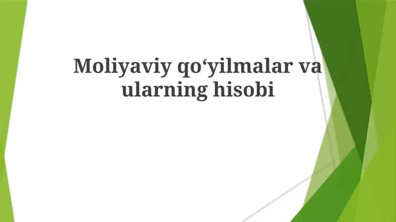 Moliyaviy investitsiyalar 1