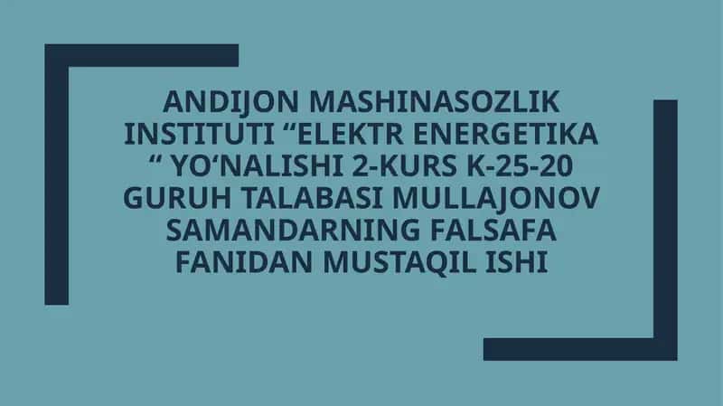 Ontologiya va uning umumiy asoslari 1