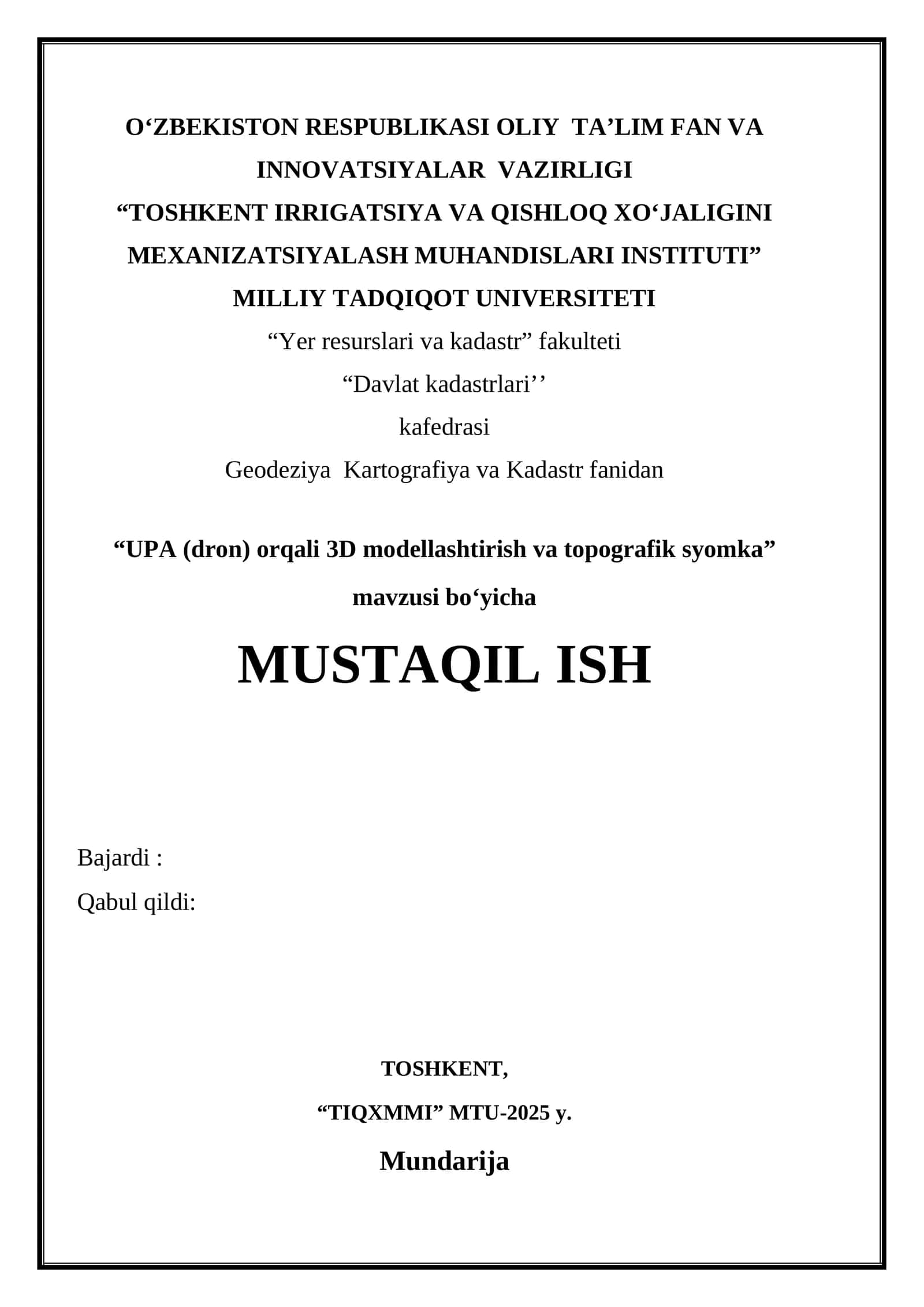 UPA (dron) orqali 3D modellashtirish va topografik syomka 1
