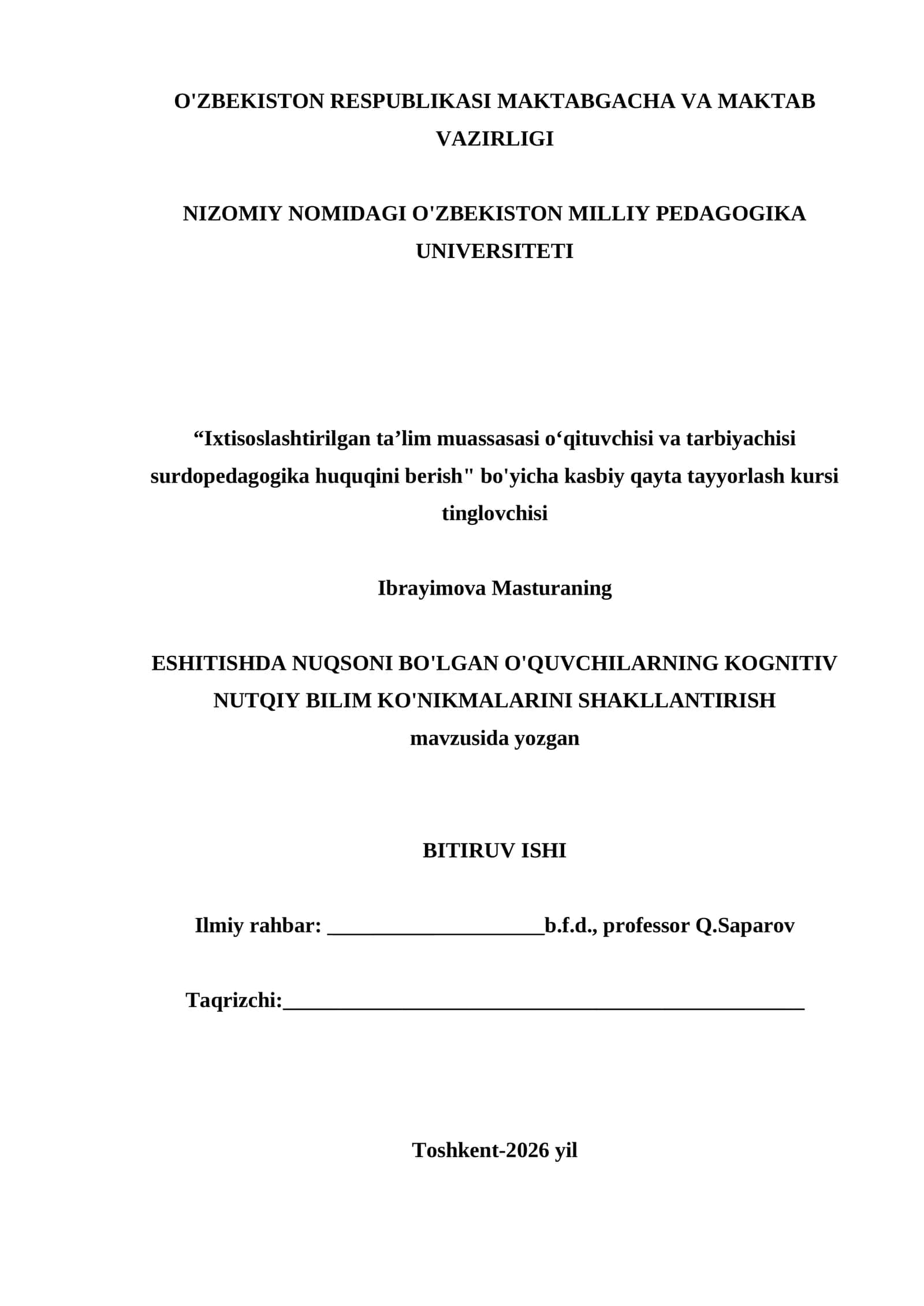 Eshitishda nuqsoni bo'lgan o'quvchilarning kognitiv nutqiy bilim ko'nikmalarini shakllantirish 1