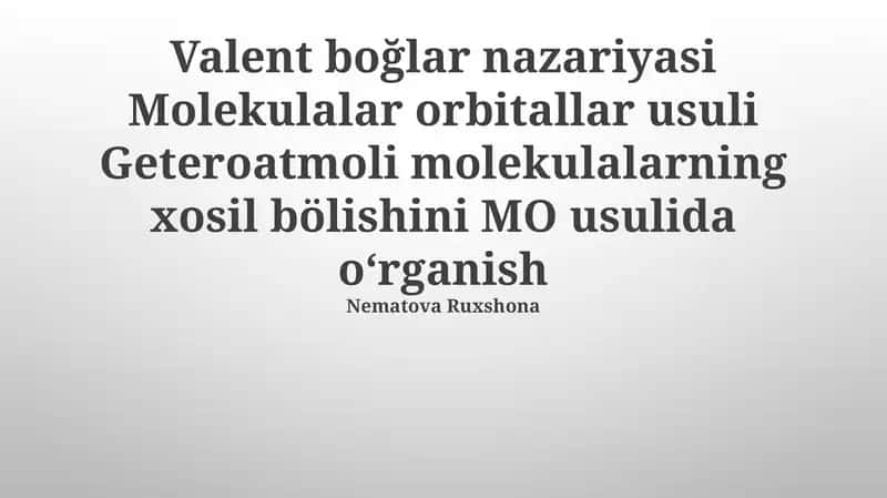 Valent boğlar nazariyasi 1