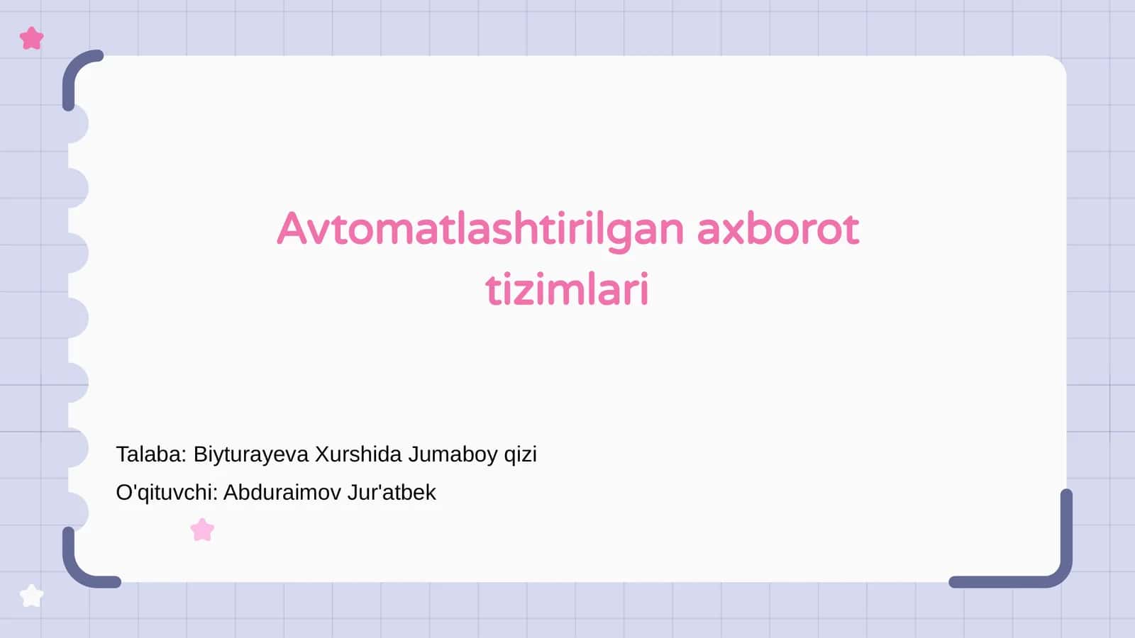 Avtomatlashtirilgan axborot tizimlari 1