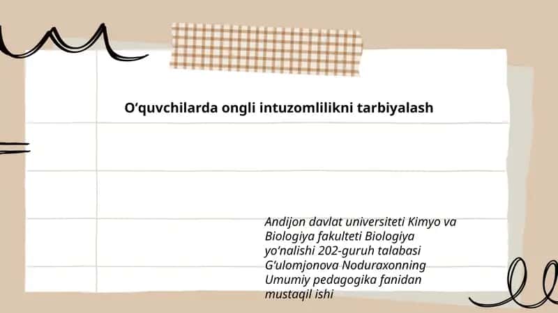 Umumiy pedagogika fanidan mustaqil ish 1