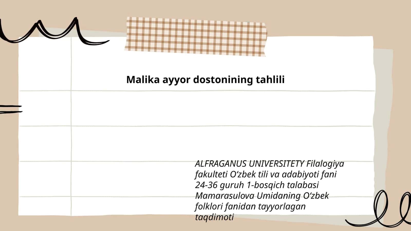 Malika ayyor dostonining tahlili 1
