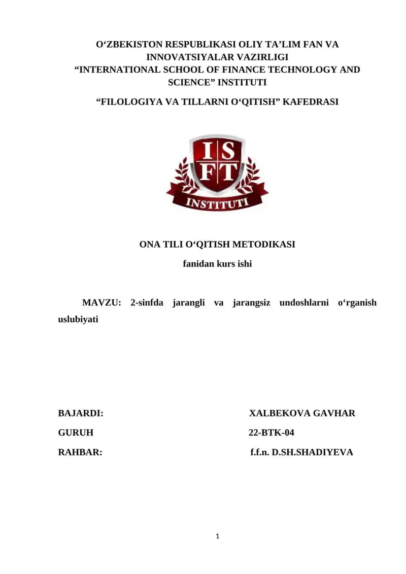 ONA TILI O‘QITISH METODIKASI 1
