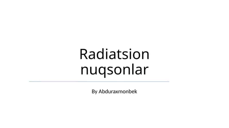 Radiatsion nuqsonlar 1
