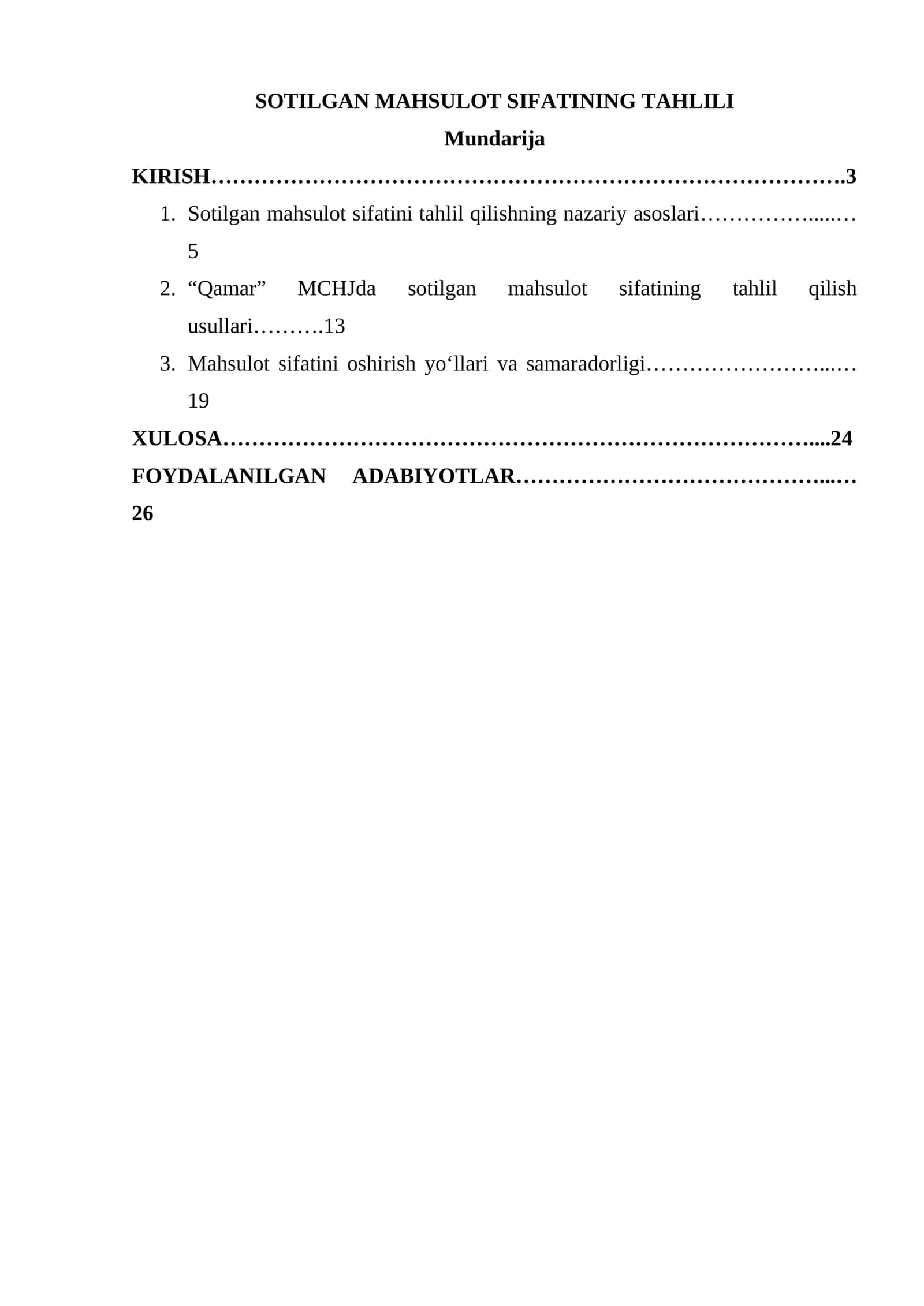 Sotilgan mahsulot sifatining tahlili 1
