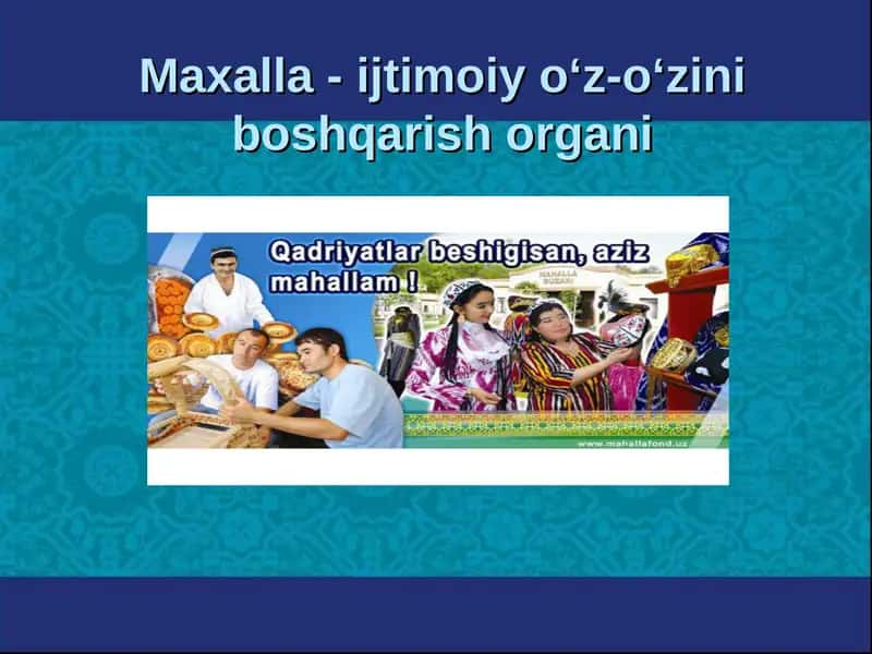 Mahalla - ijtimoiy oʻz-oʻzini boshqarish organi 1