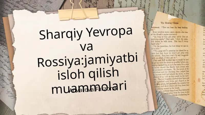 Sharqiy Yevropa va Rossiya:jamiyatbi isloh qilish muammolari 1