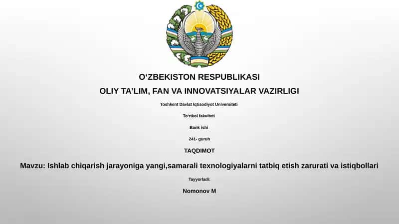 Yangi texnologiyalarni joriy etish zarurati 1